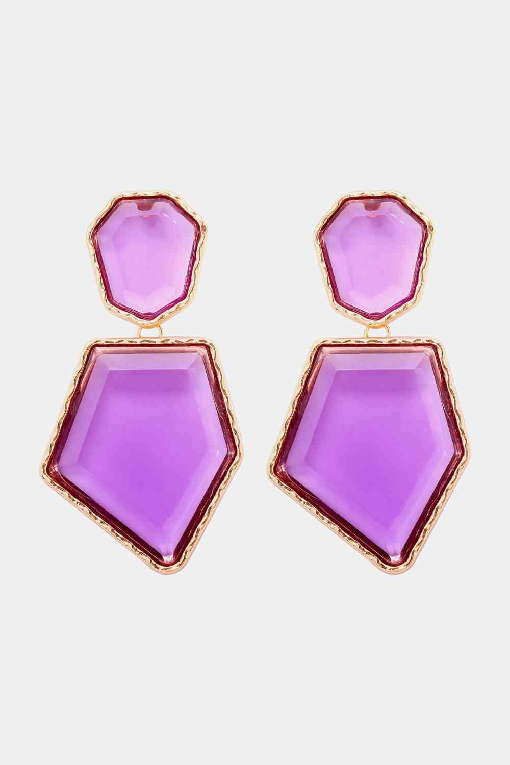 Zinc Alloy Frame Resin Geometric Dangle Earrings-MXSTUDIO.COM