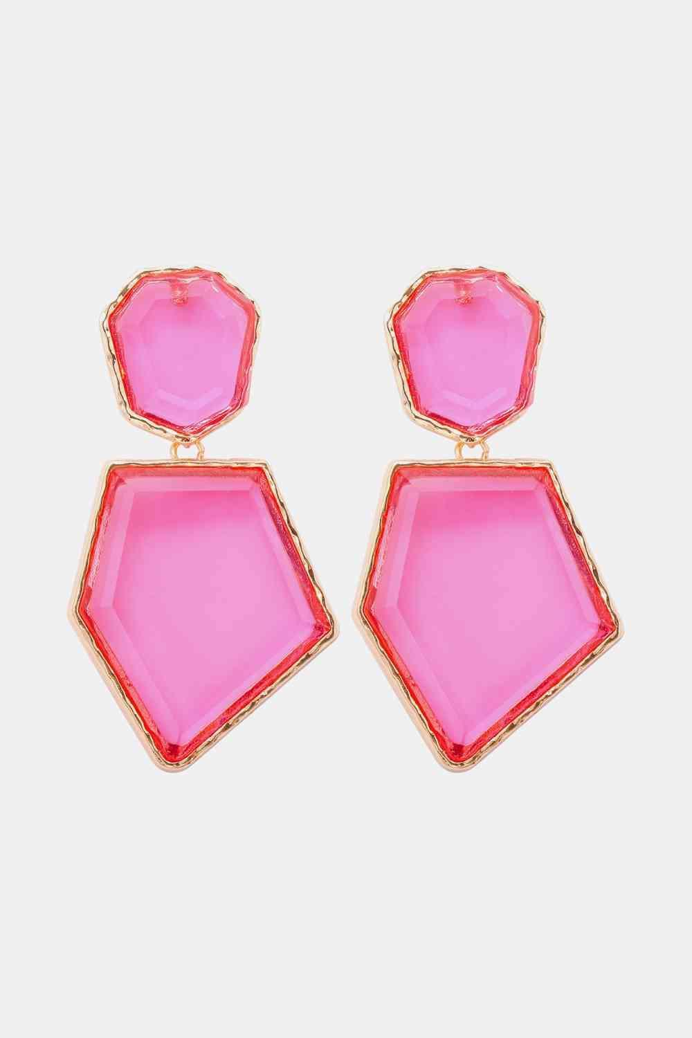 Zinc Alloy Frame Resin Geometric Dangle Earrings-MXSTUDIO.COM