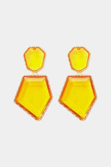 Zinc Alloy Frame Resin Geometric Dangle Earrings-MXSTUDIO.COM