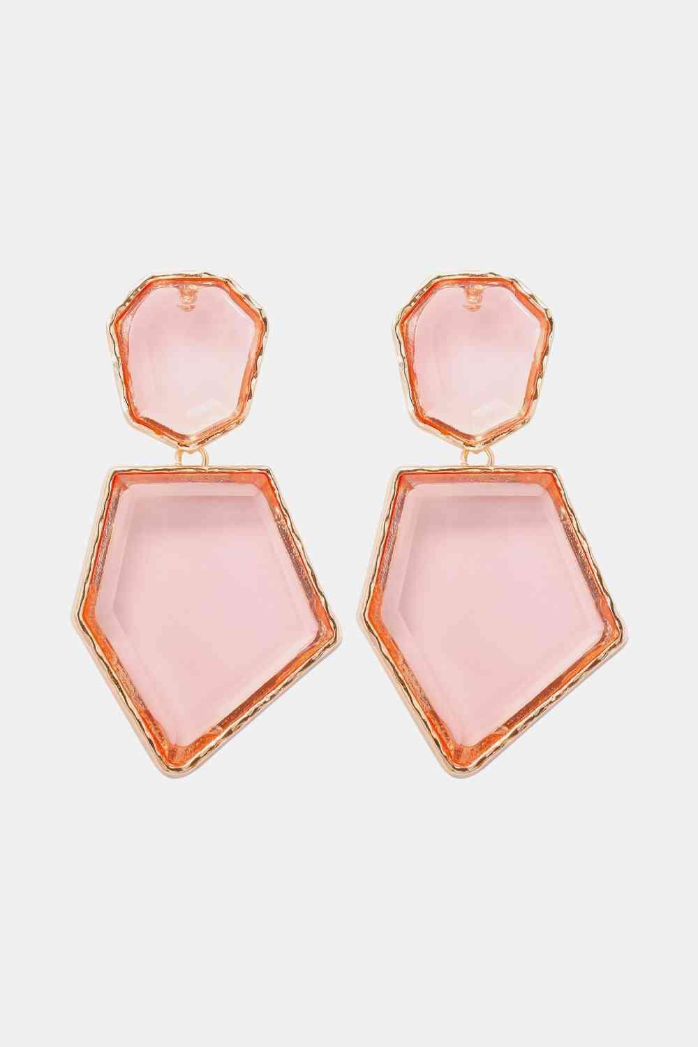 Zinc Alloy Frame Resin Geometric Dangle Earrings-MXSTUDIO.COM