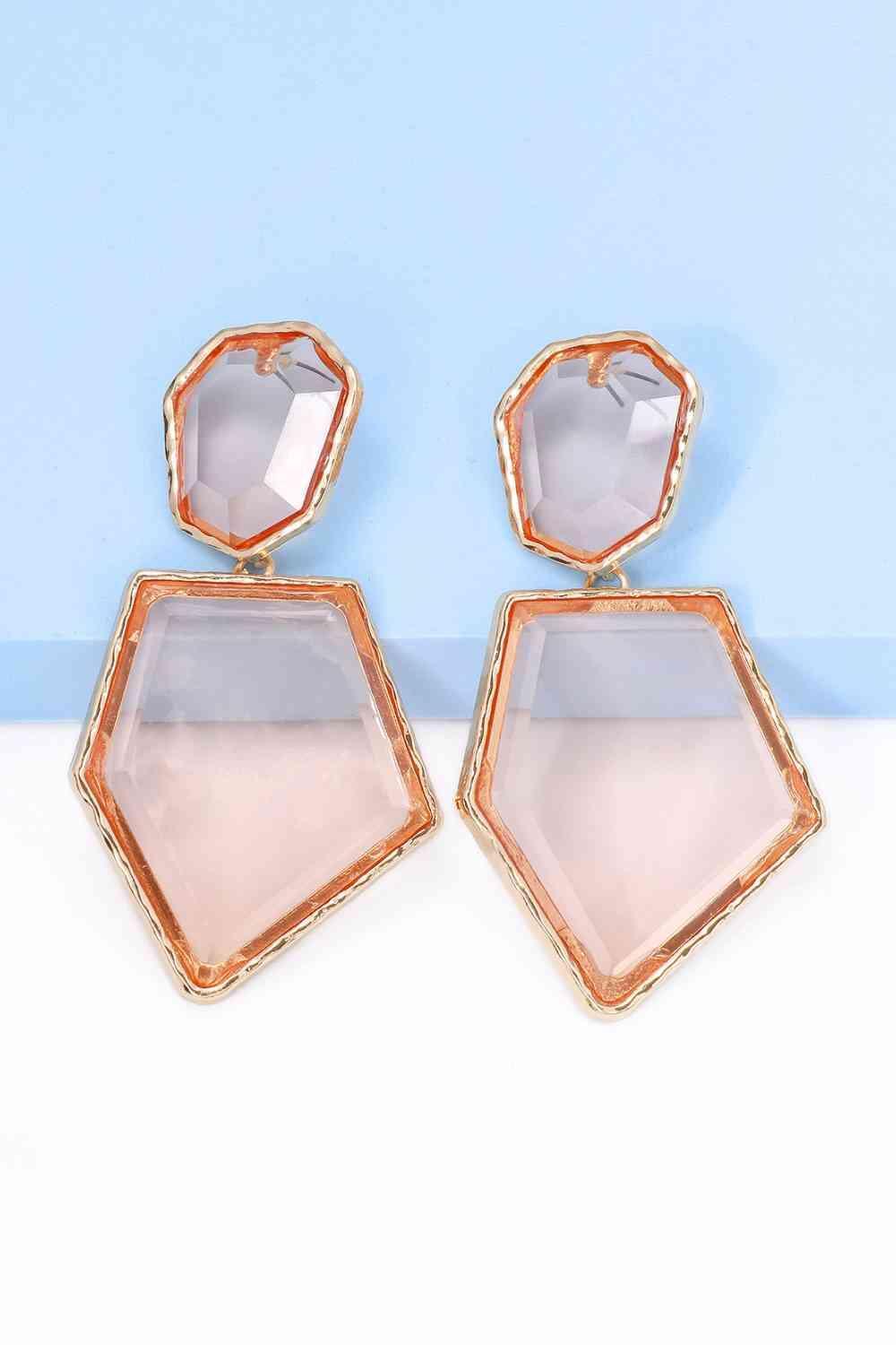 Zinc Alloy Frame Resin Geometric Dangle Earrings-MXSTUDIO.COM