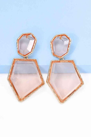 Zinc Alloy Frame Resin Geometric Dangle Earrings-MXSTUDIO.COM