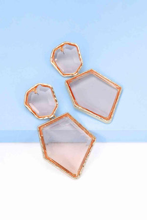 Zinc Alloy Frame Resin Geometric Dangle Earrings-MXSTUDIO.COM