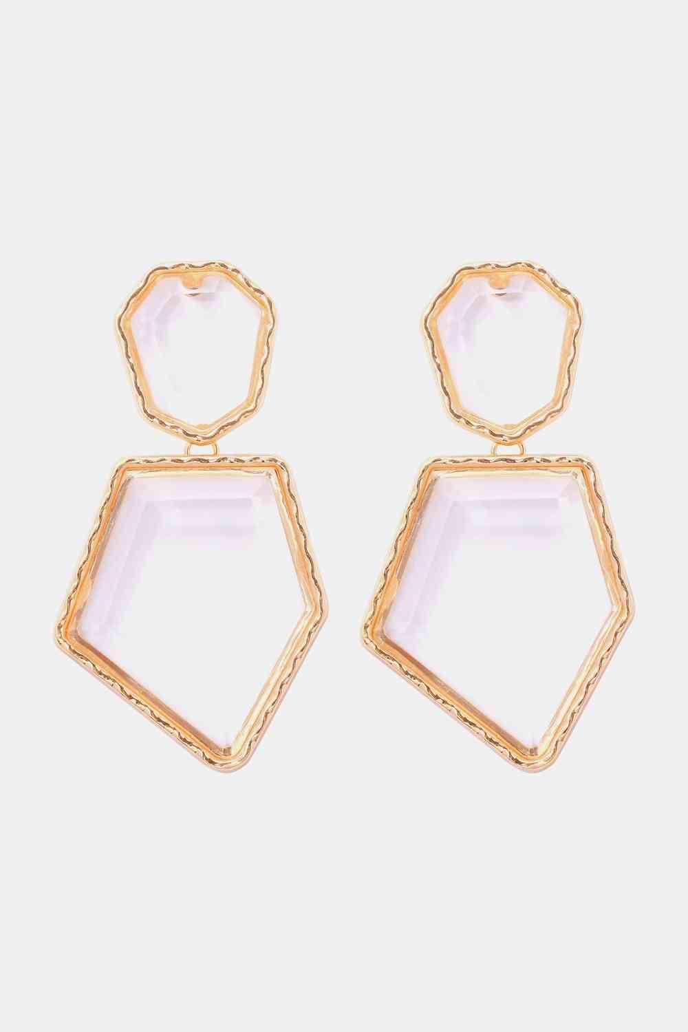 Zinc Alloy Frame Resin Geometric Dangle Earrings-MXSTUDIO.COM