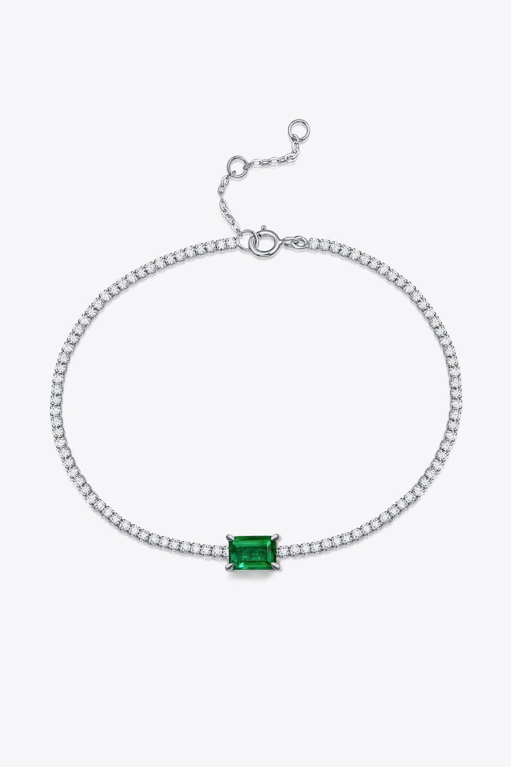 Zircon Accent 1 Carat Lab-Grown Green Emerald Bracelet - MXSTUDIO.COM
