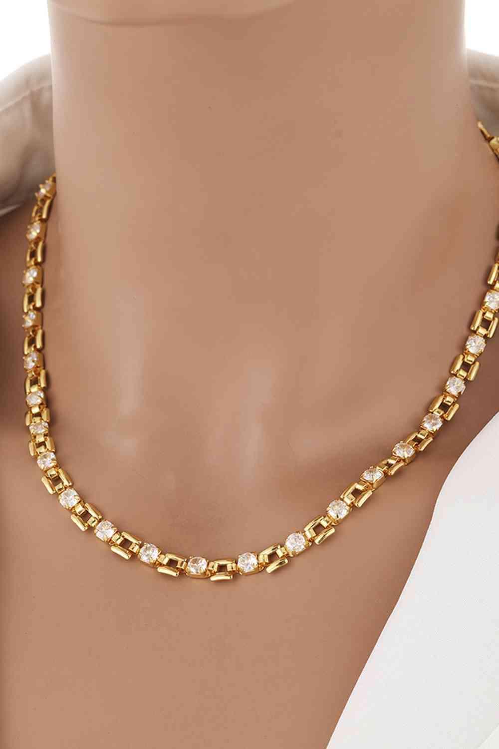 Zircon Accent 18K Gold-Plated Necklace-MXSTUDIO.COM