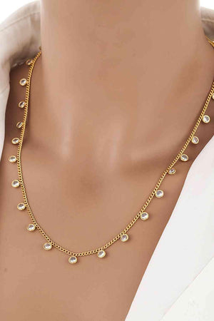 Zircon Accent 18K Gold-Plated Necklace-MXSTUDIO.COM