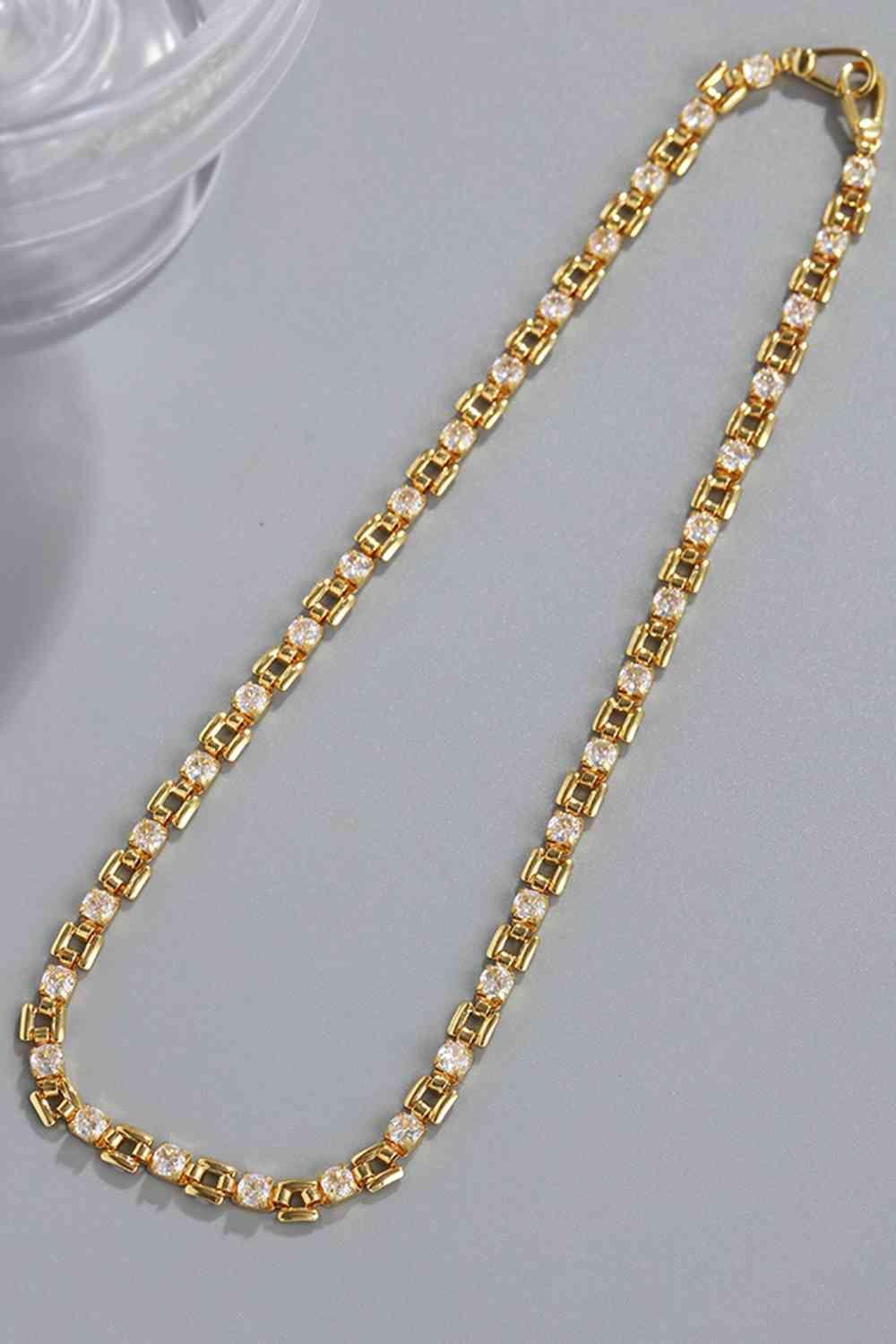 Zircon Accent 18K Gold-Plated Necklace-MXSTUDIO.COM