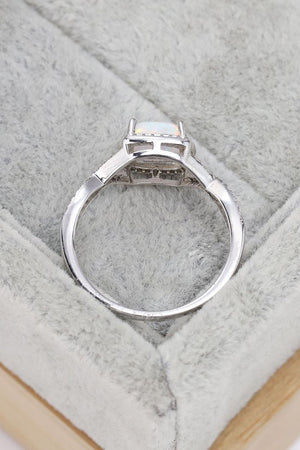 Zircon Accent Contrast Crisscross Band Opal Ring - MXSTUDIO.COM