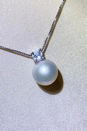 Zircon Accent Freshwater Pearl Pendant Necklace-MXSTUDIO.COM
