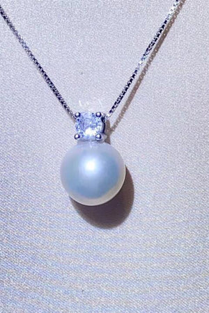 Zircon Accent Freshwater Pearl Pendant Necklace-MXSTUDIO.COM