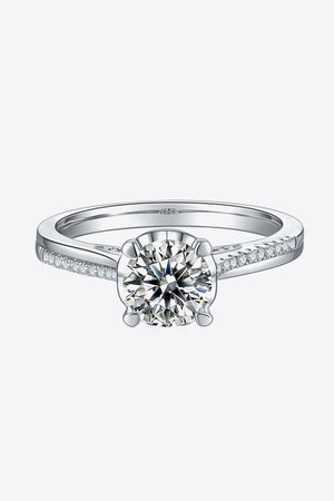 Zircon Accent Side Stone 1 Carat Moissanite Ring - MXSTUDIO.COM