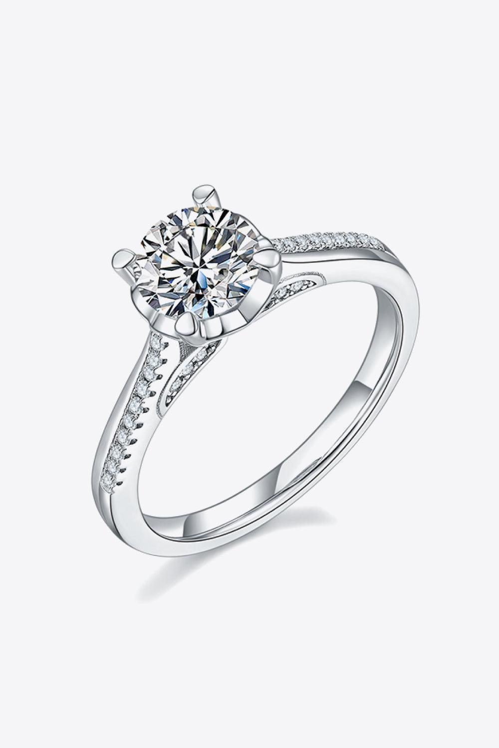 Zircon Accent Side Stone 1 Carat Moissanite Ring - MXSTUDIO.COM