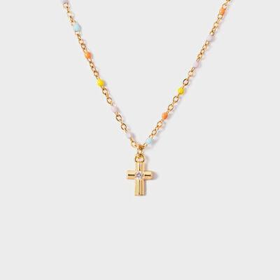 a necklace with a cross on it