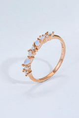 Zircon Adorned Rose Gold Plated Moonstone Ring - MXSTUDIO.COM