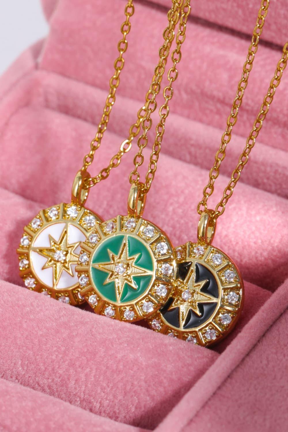 Zircon Decorated Gold Plated North Star Necklace - MXSTUDIO.COM