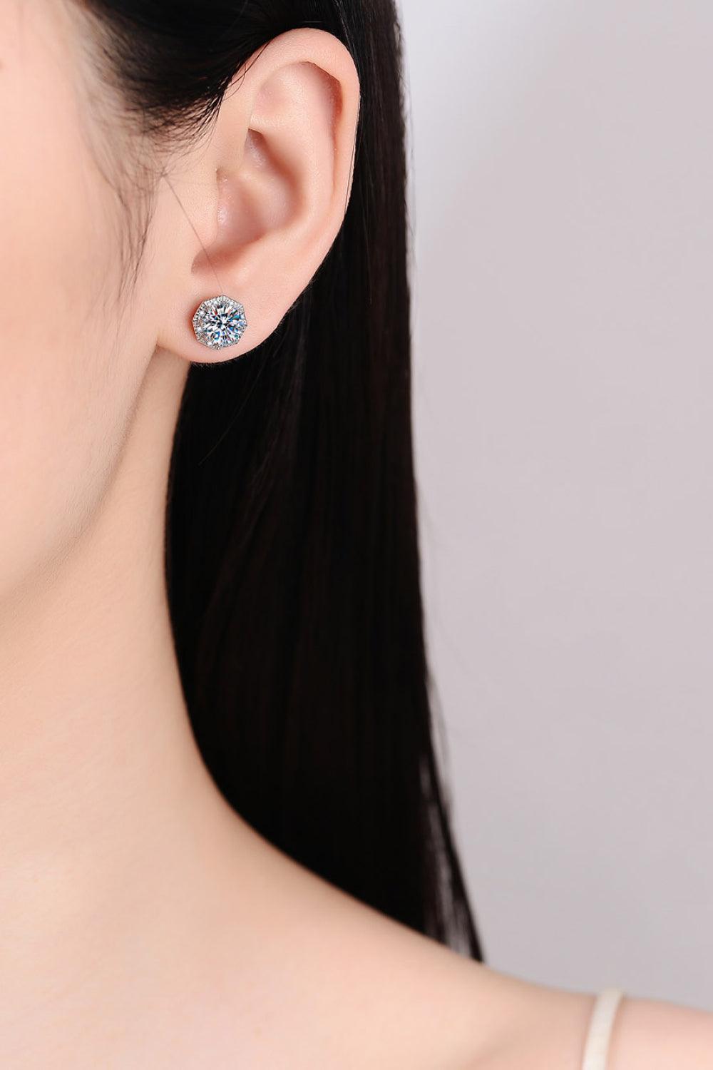 Zircon Encrusted 2 Carat Moissanite Stud Earrings - MXSTUDIO.COM