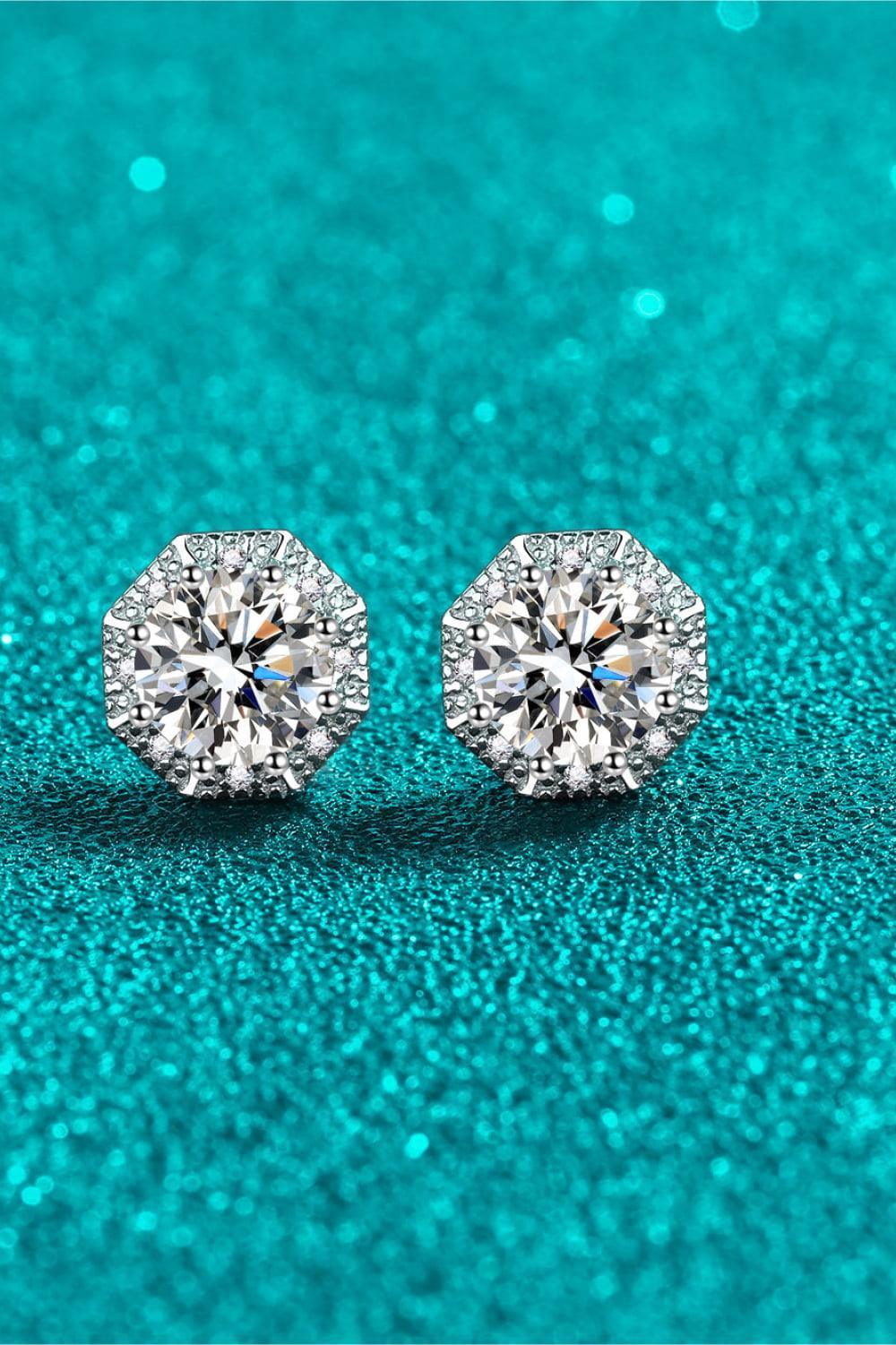 Zircon Encrusted 2 Carat Moissanite Stud Earrings - MXSTUDIO.COM