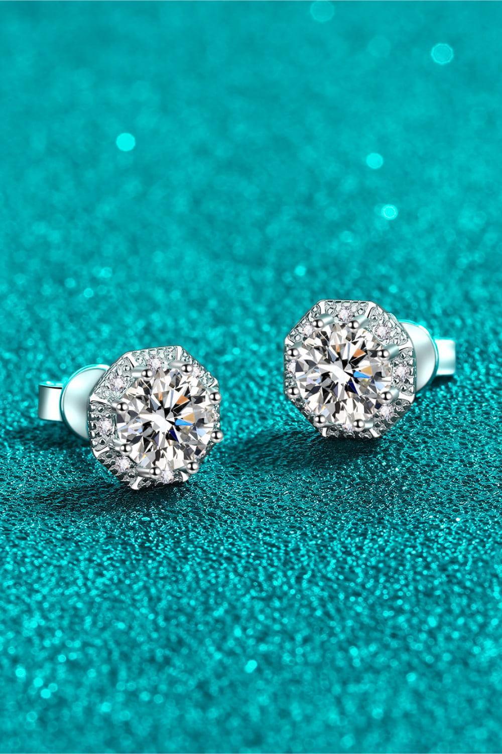 Zircon Encrusted 2 Carat Moissanite Stud Earrings - MXSTUDIO.COM