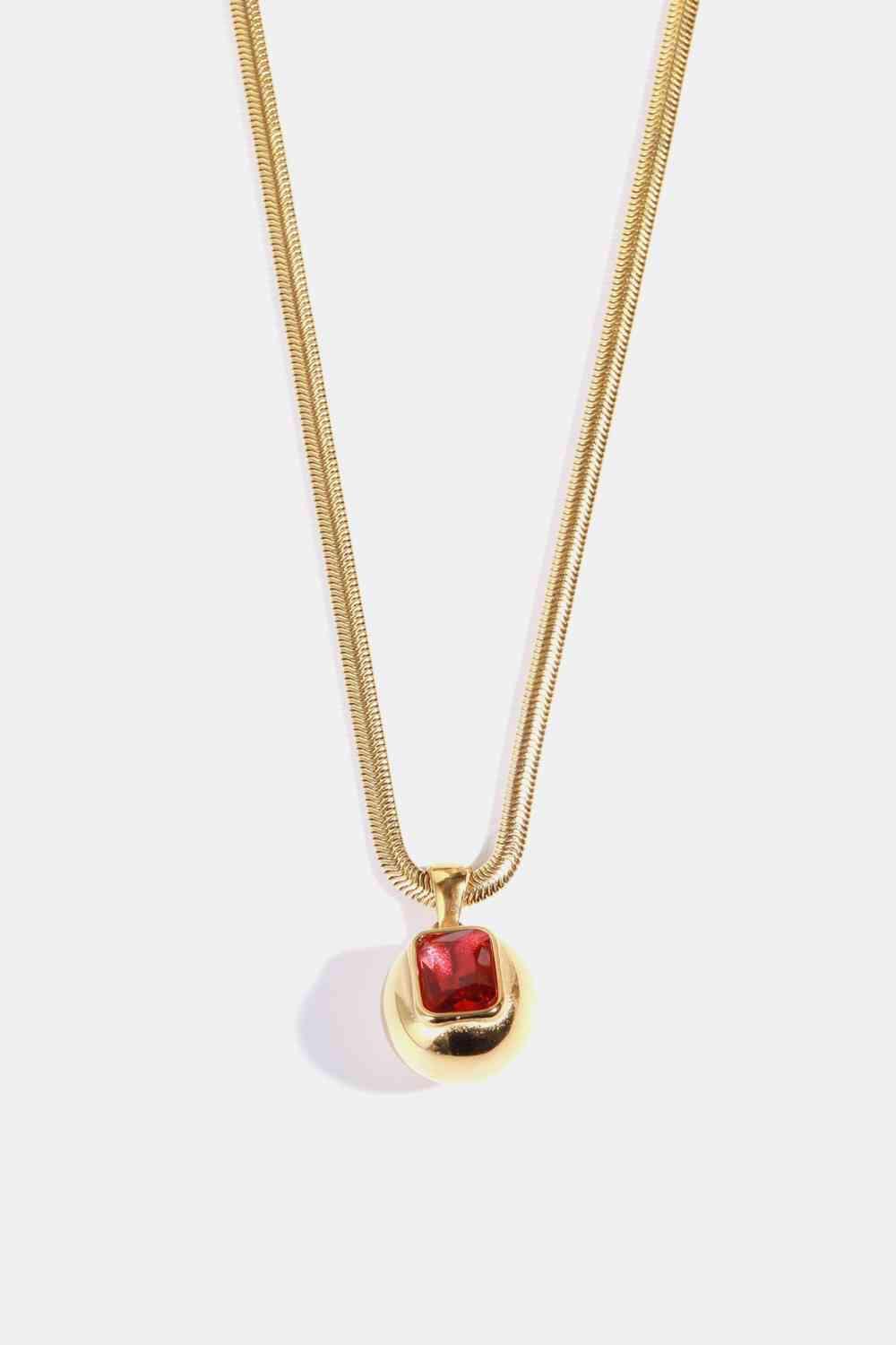 Zircon Geometrical Shape Pendant Gold Plated Necklace-MXSTUDIO.COM