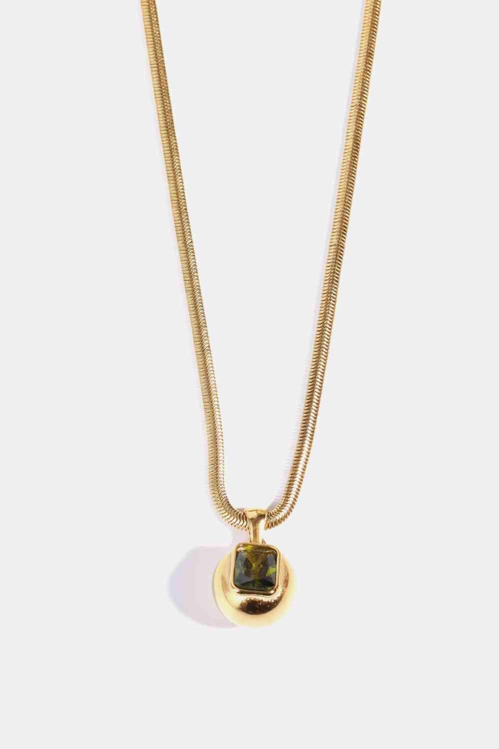 Zircon Geometrical Shape Pendant Gold Plated Necklace-MXSTUDIO.COM