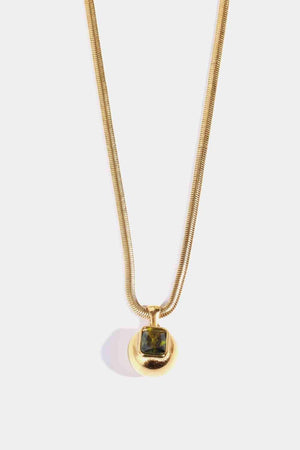 Zircon Geometrical Shape Pendant Gold Plated Necklace-MXSTUDIO.COM