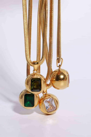 Zircon Geometrical Shape Pendant Gold Plated Necklace-MXSTUDIO.COM