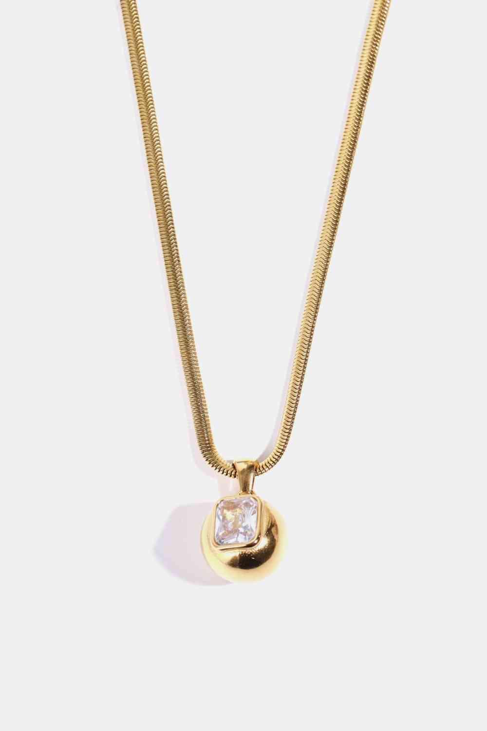 Zircon Geometrical Shape Pendant Gold Plated Necklace-MXSTUDIO.COM