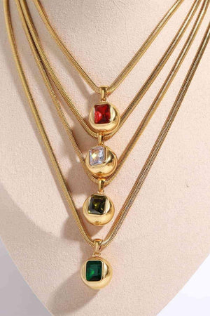 Zircon Geometrical Shape Pendant Gold Plated Necklace-MXSTUDIO.COM