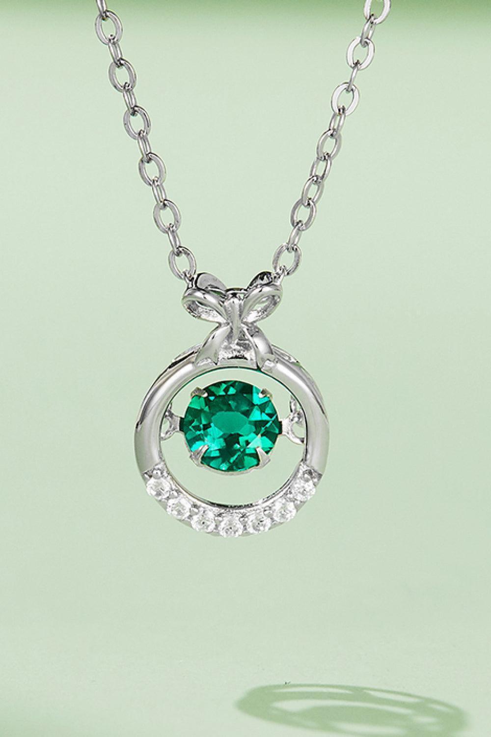 Zircon Lab-Grown Green Emerald Pendant Necklace - MXSTUDIO.COM