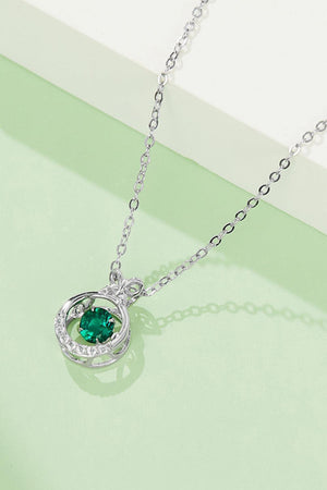 Zircon Lab-Grown Green Emerald Pendant Necklace - MXSTUDIO.COM