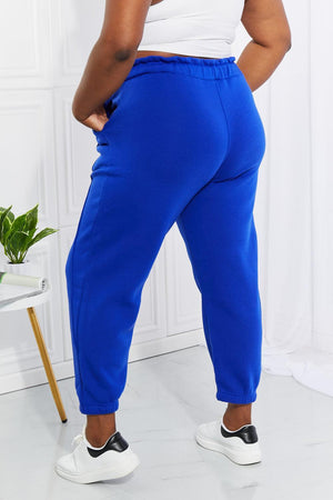 Active Drawstring Blue Plus Size Joggers - MXSTUDIO.COM