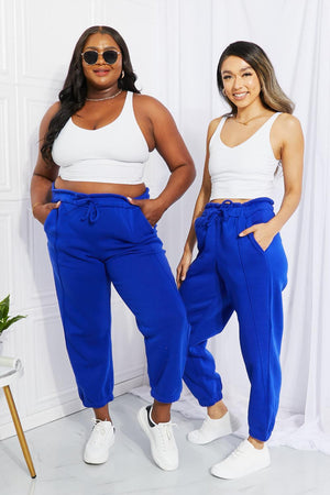 Active Drawstring Blue Plus Size Joggers - MXSTUDIO.COM