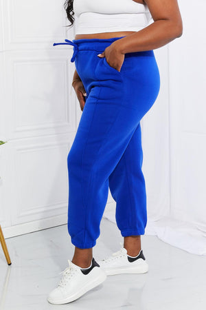 Active Drawstring Blue Plus Size Joggers - MXSTUDIO.COM