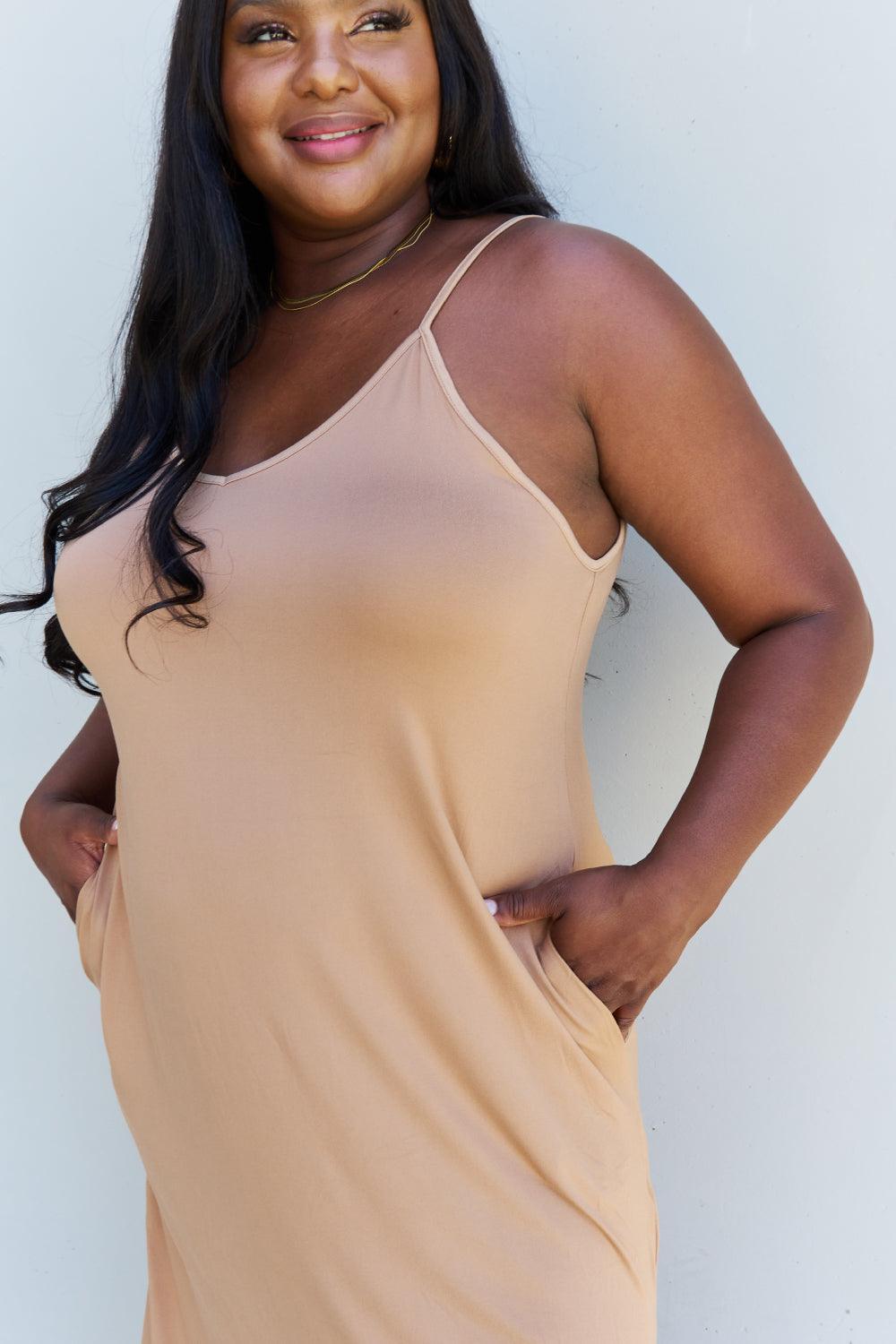 Adjustable Spaghetti Strap Plus Size Cami Dress - MXSTUDIO.COM