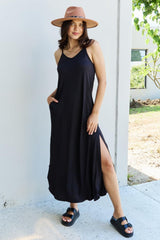 Adjustable Strap Cami Style Plus Size Black Maxi Dress - MXSTUDIO.COM