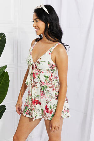 Adjustable Strap Floral Plus Size Swim Dress With Shorts - MXSTUDIO.COM