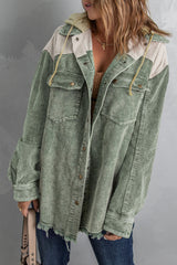 Cool Hooded Shacket with Frayed Hem