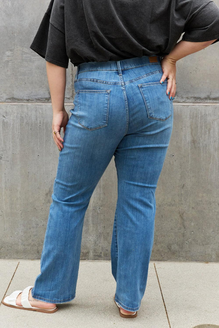 All-Around High Waist Plus Size Pull On Bootcut Jeans - MXSTUDIO.COM