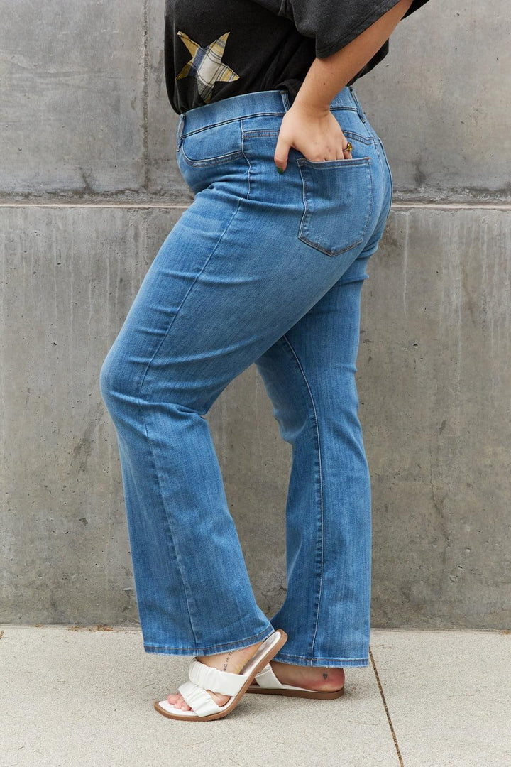 All-Around High Waist Plus Size Pull On Bootcut Jeans - MXSTUDIO.COM