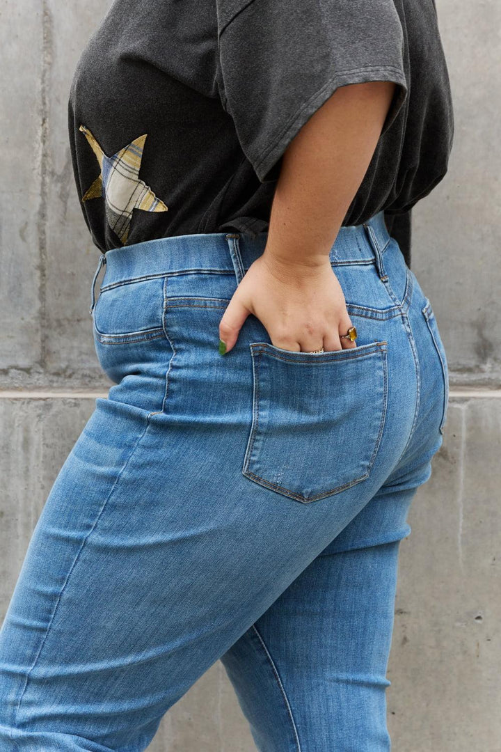 All-Around High Waist Plus Size Pull On Bootcut Jeans - MXSTUDIO.COM