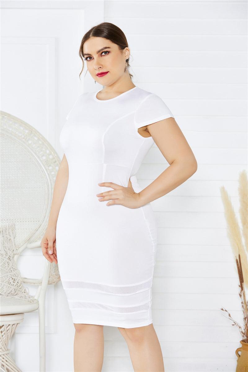 Alluring Fashion Plus Size Splice Mesh Midi Dress - MXSTUDIO.COM