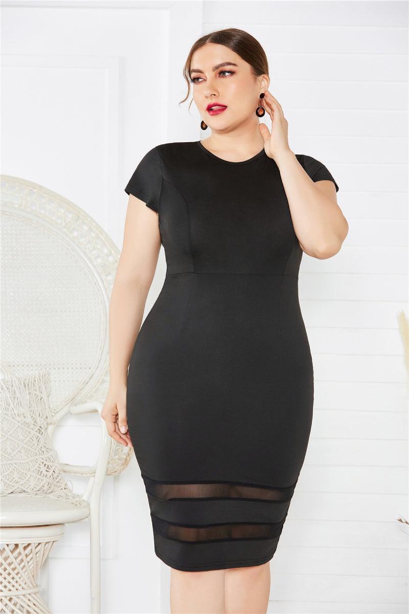 Alluring Fashion Plus Size Splice Mesh Midi Dress - MXSTUDIO.COM