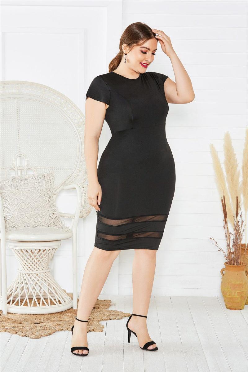 Alluring Fashion Plus Size Splice Mesh Midi Dress - MXSTUDIO.COM