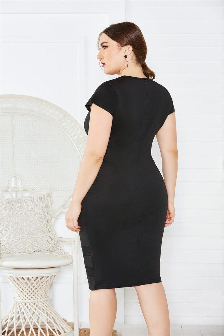 Alluring Fashion Plus Size Splice Mesh Midi Dress - MXSTUDIO.COM