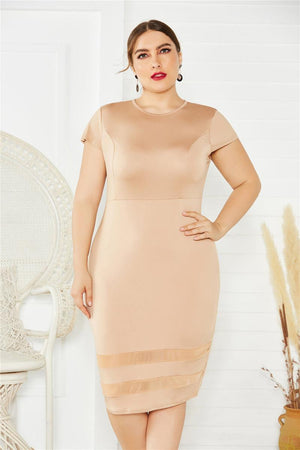 Alluring Fashion Plus Size Splice Mesh Midi Dress - MXSTUDIO.COM