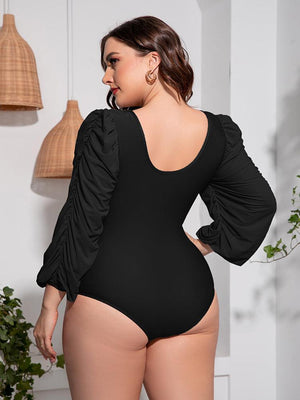 Alluring Glimpse Plus Size Plunge One Piece Swimsuit - MXSTUDIO.COM