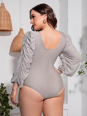 Alluring Glimpse Plus Size Plunge One Piece Swimsuit - MXSTUDIO.COM