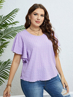 Alluring Presence Textured Flutter Sleeve Blouse - MXSTUDIO.COM