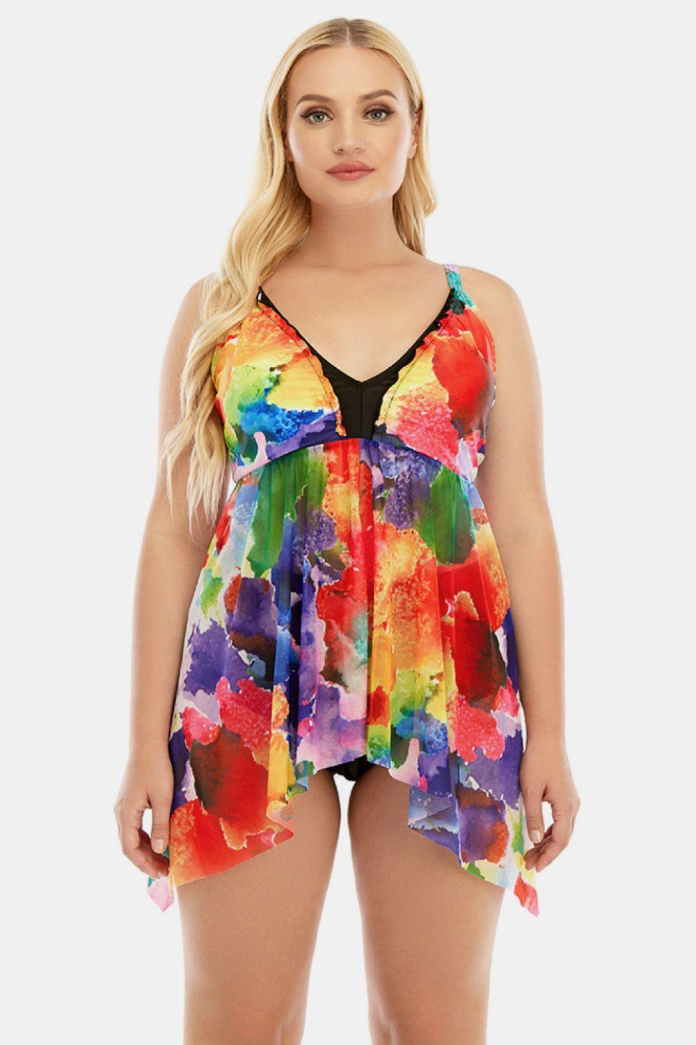 Alluring Touch Plus Size Printed Two Piece Swim Set - MXSTUDIO.COM